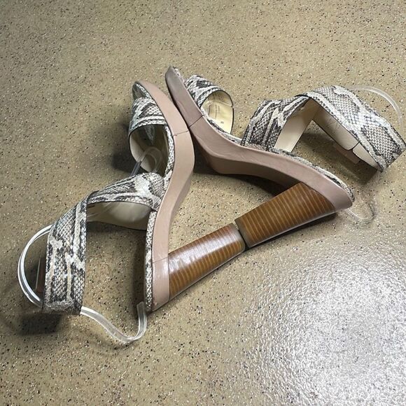 Coach Kensington Snake Print Ankle Wrap Platform Heeled Sandals 8.5 Nude, Taupe - Picture 2 of 12